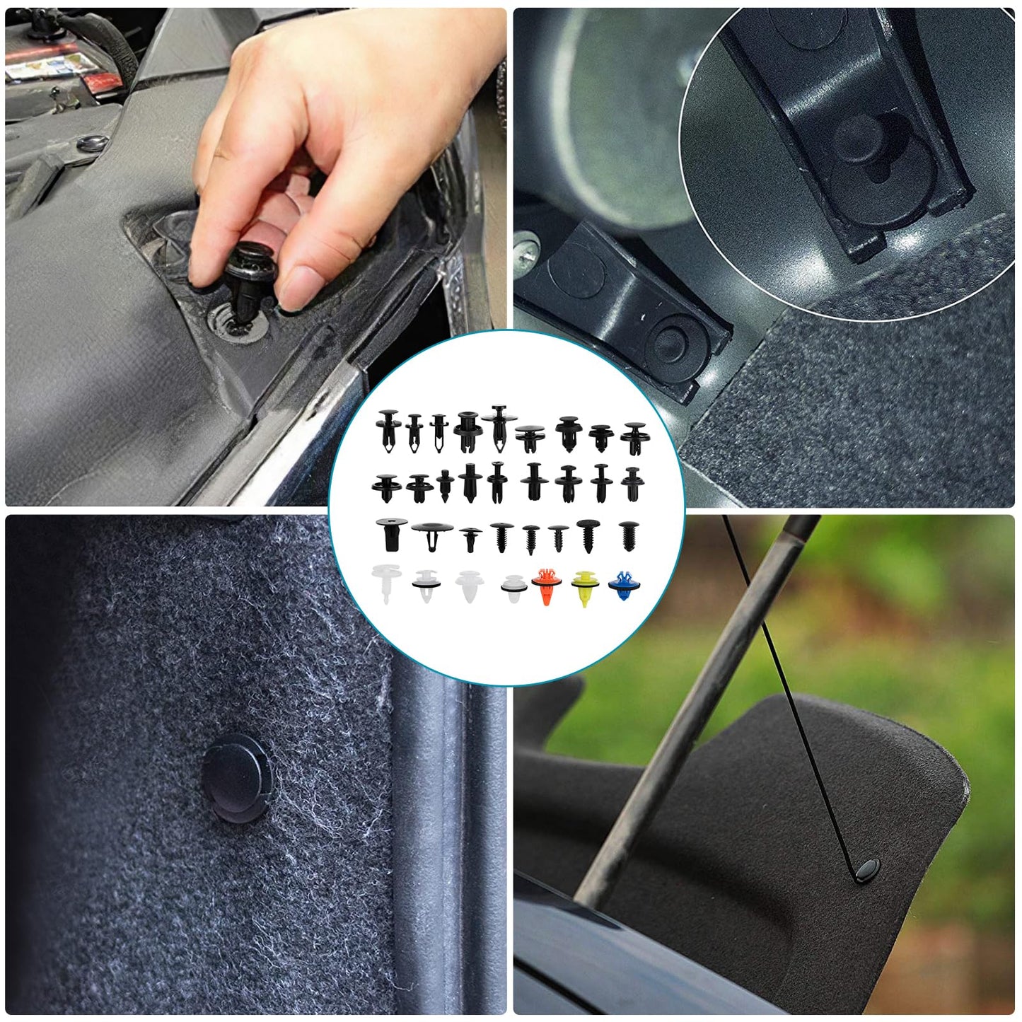 1405Pcs Car Push Retainer Clips Body Clips Plastic Fasteners Kit Fender Rivet Clips 42 Most Popular Sizes Nylon Automotive Push Pin for Toyota GM Ford Honda Acura Chrysler,Blue