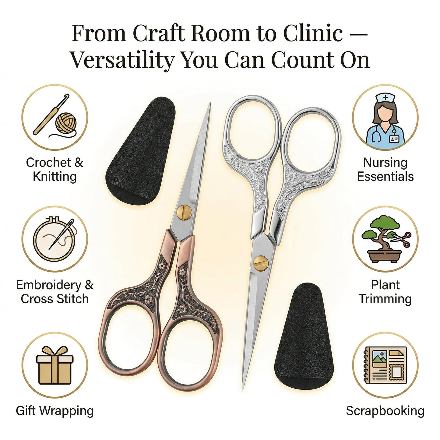 embroidery scissors-Glexal 5 Inch Precision Scissors-2 pack,small razor Sharp Blade Shears for craft Crochet sewing school paper cutting…