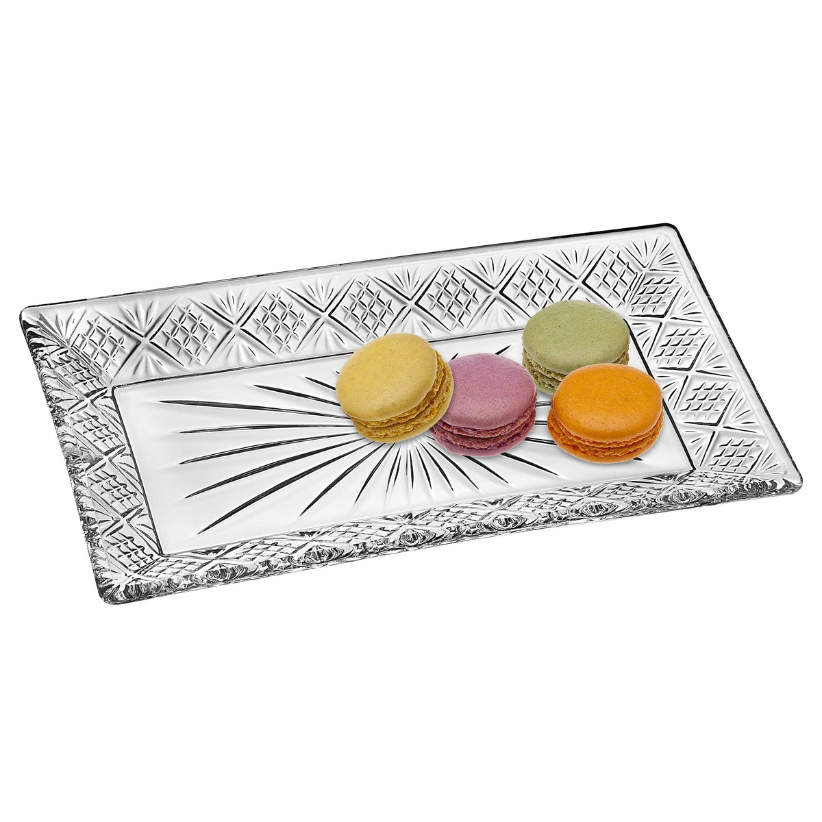 Godinger Dublin Rectangular Crystal Tray, 12 Inch x 6.5 Inch