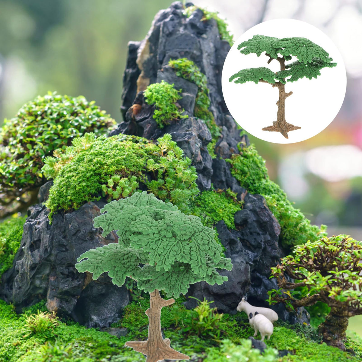 Operitacx 3 Pcs Landscape Model Trees 4.13 Inch Mini Pine Cypress Trees for Model Train Scenery Diorama Craft Home Office Decor
