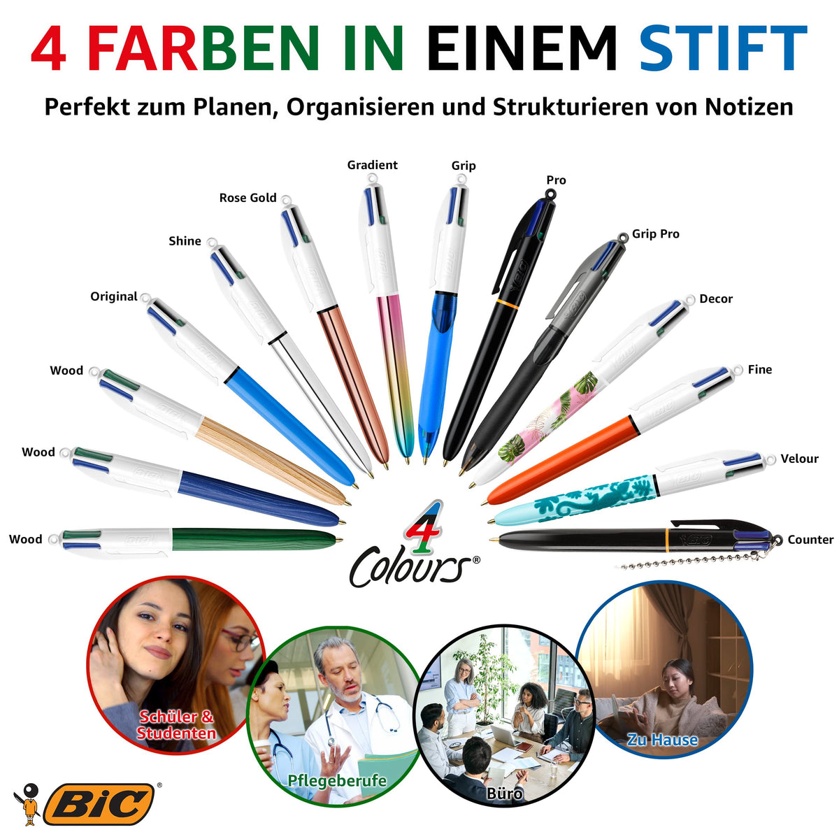 BIC 4 COLOURS PRO ASSORTED 902129 PK12