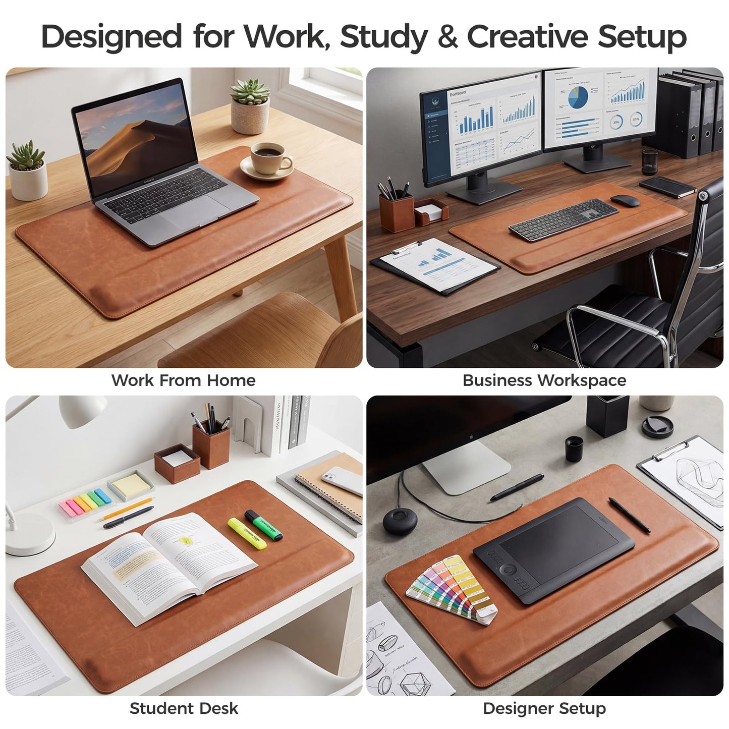 Magnetic Desk Mat System with Wrist Support 80×40cm, Premium Leather Desk Pad with Magnetic Accessories, Waterproof Non-Slip Desk Organizer for Office & Gaming