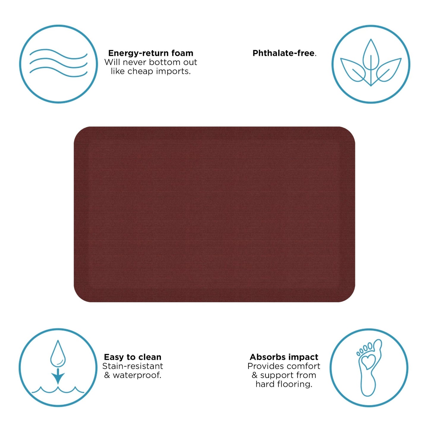 GelPro Designer Comfort Grasscloth Crimson Ergo-Foam Anti-Fatigue Kitchen Floor Mat, 20"x32"