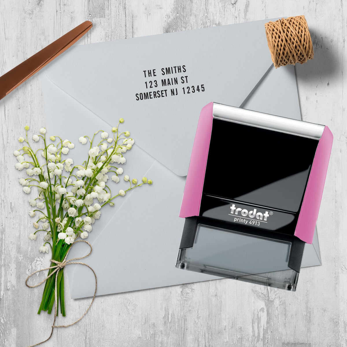 Trodat Printy 4913 Self-Inking Do It Yourself (DIY) 5 Line Personalized Custom Message Stamp with Black Ink (Pink)