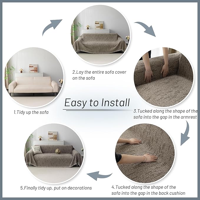 MYSKY HOME Boho Couch Cover Sand Sofa Covers