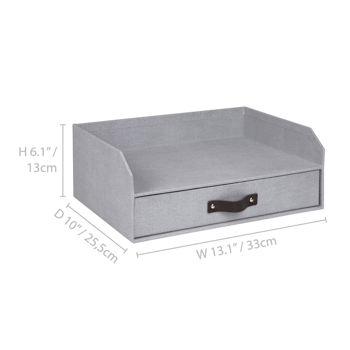 Bigso Box of Sweden Walter Letter Tray for A4 or Letter Size Documents - Paper Tray Organizer for Desk with Storage Drawer and Stable Rubber Feet - 13.1in x 10in x 5.2in - Ash
