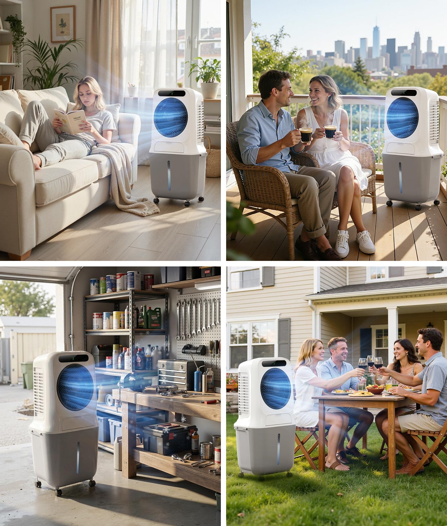 Exnos Portable Evaporative Swamp Cooler - Portable Air Conditioner with 3 Modes & 3 Speeds, 6.6 Gallon Cold Air Cooler, Cooling Fans that Blow Cold Air for Home, Office, 2 Ice Packs