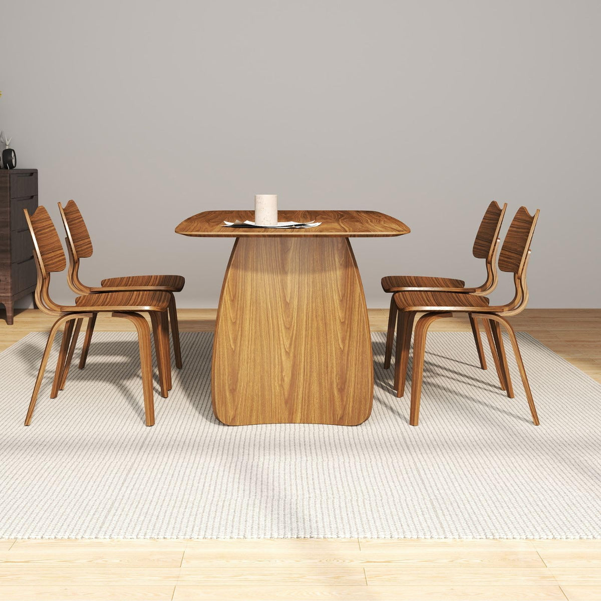 LukeAlon Modern Wooden Dining Table for 6 to 8 People, 71" Large Kitchen Dining Table with Wood Pedestal Base Mid Century Walnut Rectangular Long Dinner Table for Home Dining Room Restaurant, Brown
