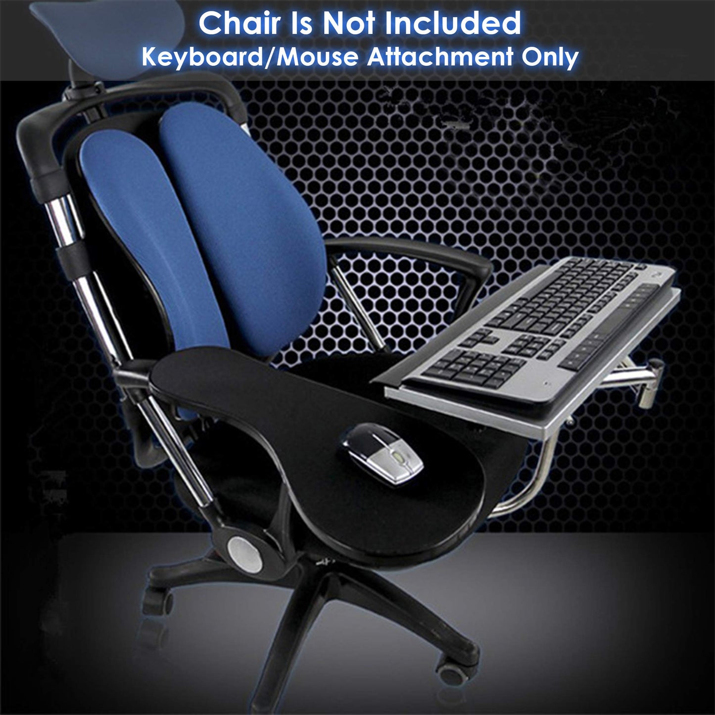 MagicHold Computer Keyboard Stand Laptop Mouse Mount for Workstation Video Gaming, Installed to Chair or Any Round Bar with Maximum 1.96 inch Diagonal Thickness