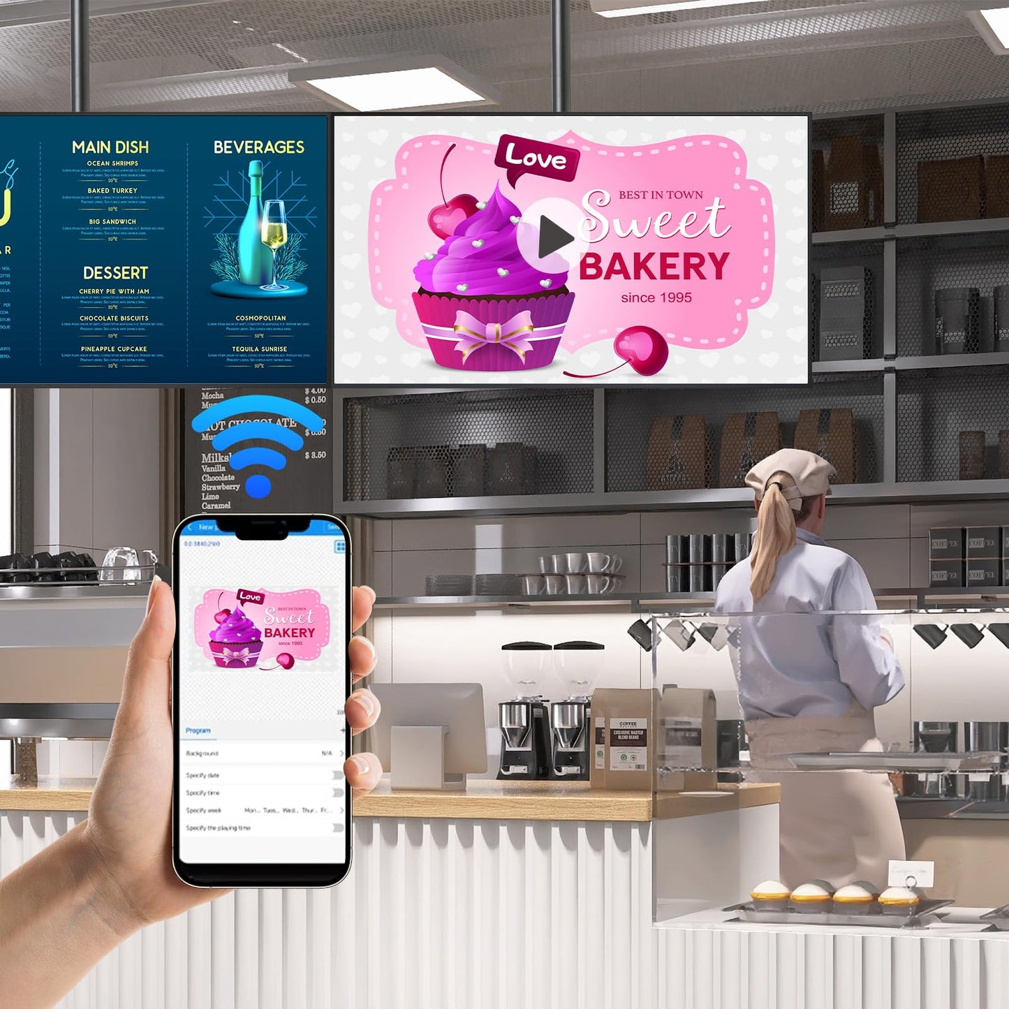 MENSETIC Digital Signage, 55 Inches Digital Signage Display, LED Screen High Brightness Advertising Display Kiosk, High Brightness Android Vertical Horizontal Poster with Content Management System