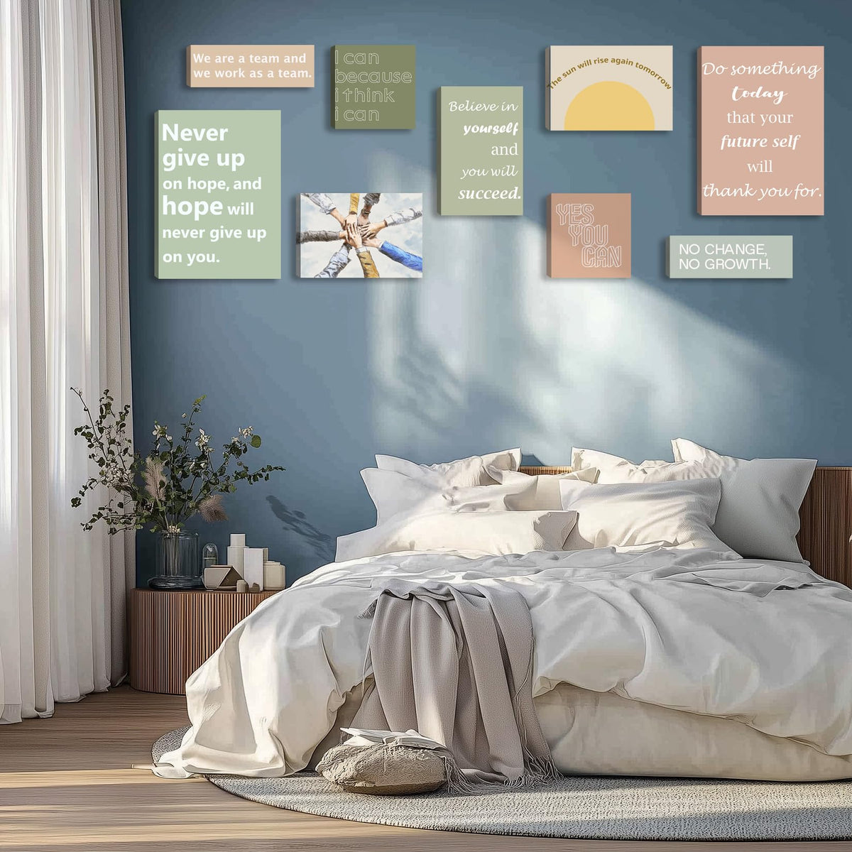 9-Pieces Framed Canvas Set Motivational Wall Decor Office Inspirational Wall Art Motivational Quotes Posters Positive Affirmation Office Wall Decor Office Wall Art Living Room Bedroom Prints Artwork