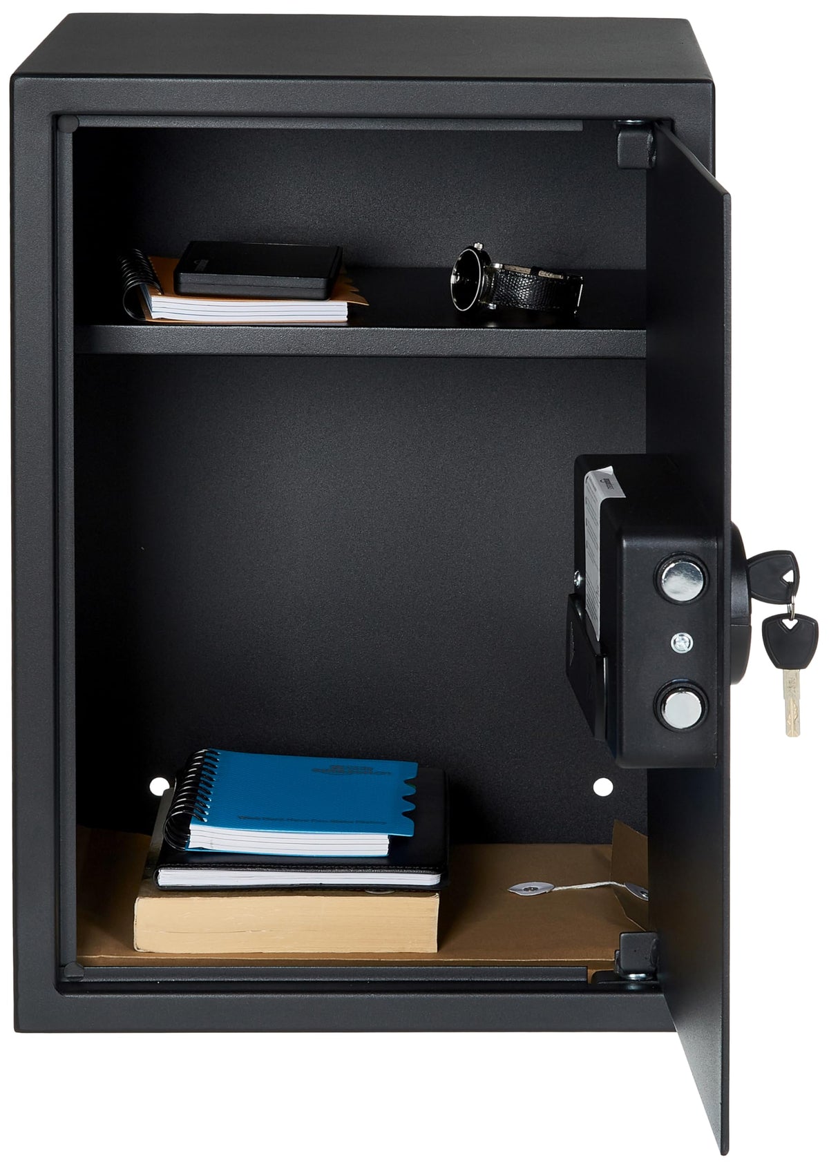 Amazon Basics Steel Home Security Safe Box with Electronic Keypad Lock for Documents, Jewelry, Valuables, 1.8 Cubic Feet, Black, 13.8"W x 13"D x 19.7"H