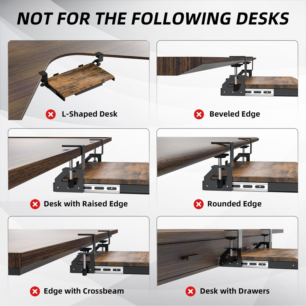 ETHU Keyboard Tray Under Desk, 19.7" X 12.2" Small Size C Clamp Keyboard Drawer Under Desk, Computer Keyboard Stand Slide Pull Out, Ergonomic Keyboard Tray for Home, Office (Wood)
