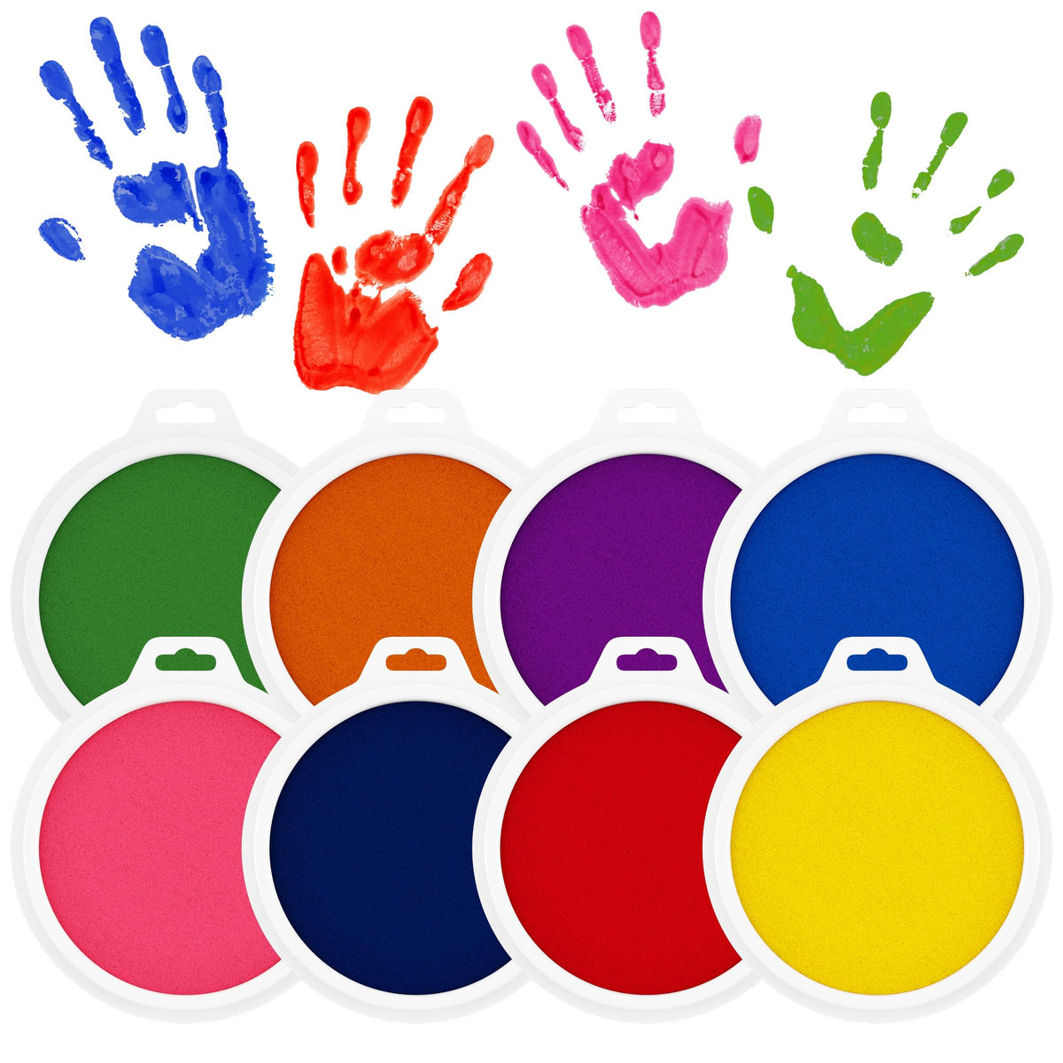 8 Pc Large Ink Pads for Kids - Washable Ink Pads for Kids - Hand/Handprint/Footprint Size - Washable Stamp Pads Kids Non Toxic Ink Pads for Stamps, Crafting, Finger Paint, Card Making, Gift for Kids