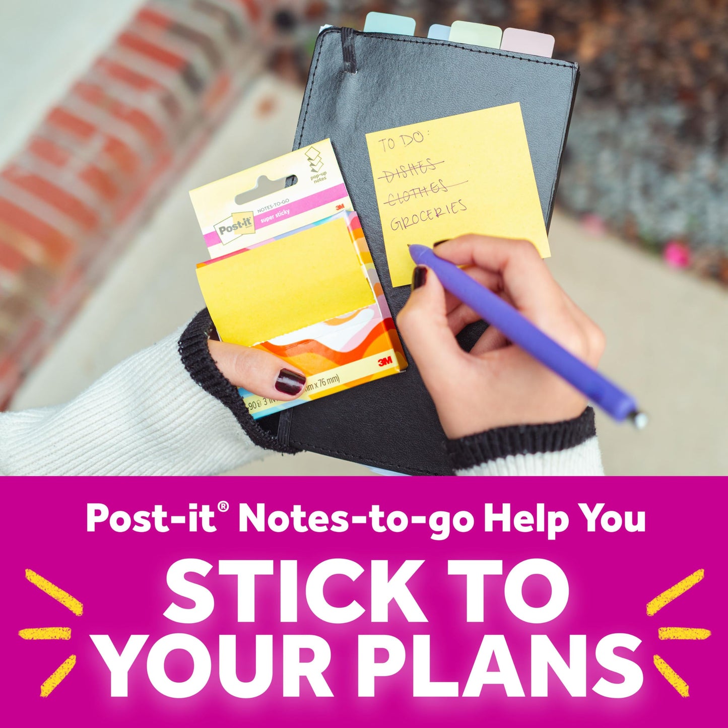 Post-it Super Sticky Notes-to-go Pop-Up Notes, 3 in. x 3 in., 6 Dispensers with 540 Total Pastel Sticky Notes in Citron Yellow Color, Great for School, Office, Classroom, or Home