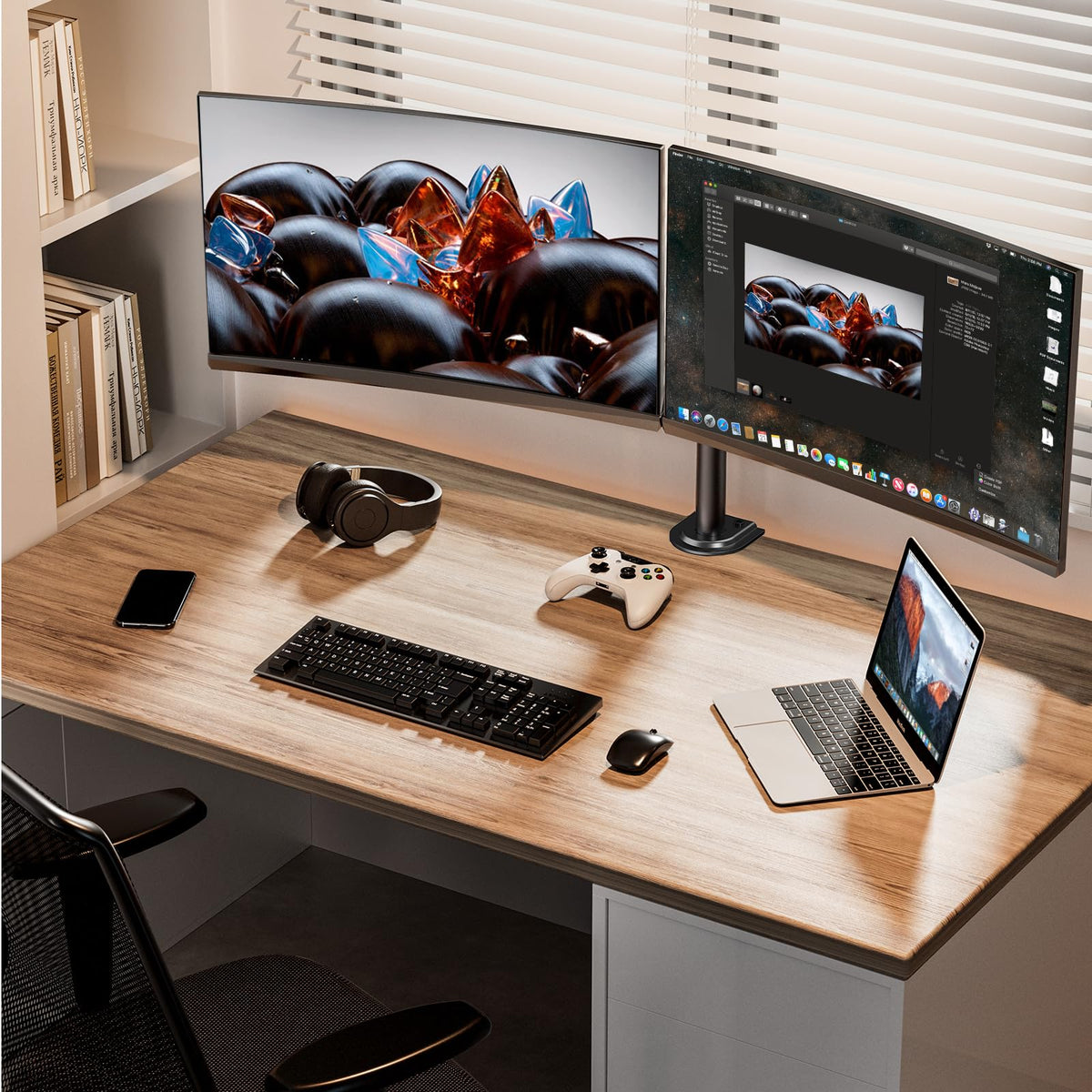 ErGear Dual Monitor Stand, Heavy Duty Adjustable Monitor Desk Mount for 2 Screens up to 32 Inches, Fully Adjustable Height, Tilt, Swivel, Rotate, Supports 17.6 lbs per Monitor Arm, Easy Installation