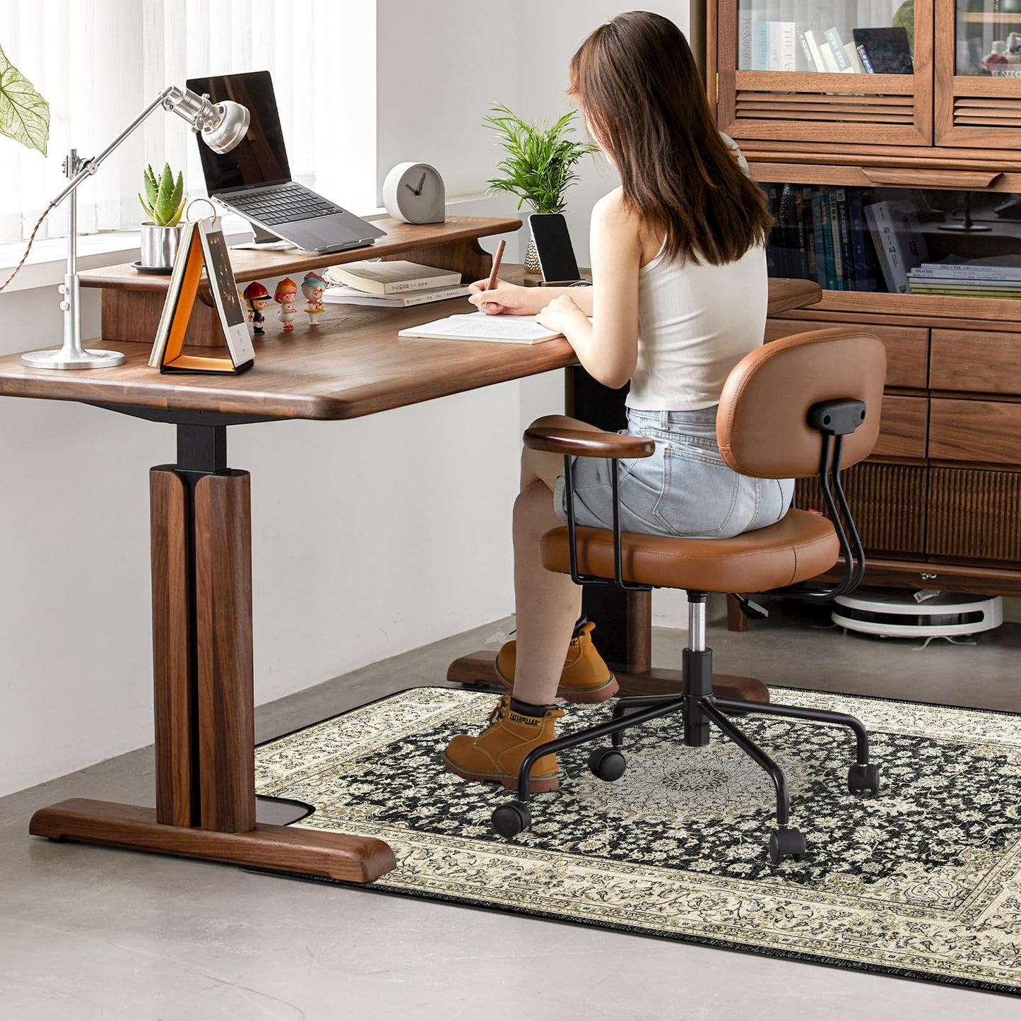 36" X 48" Office Chair Mat for Hardwood and Tile Floors, Under Desk Chair Mat for Carpet Protector Rolling Computer Chairs, Machine Washable Non-Slip Area Rug, Black