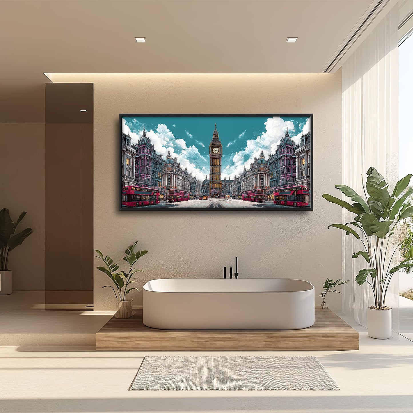 Large Wall Art For Living Room London Big Ben Canvas Wall Decor England Cityscape Pictures Paintings Prints Big Artwork Framed Modern Decorations For Office Bedroom Bathroom Gifts 60" x 30"
