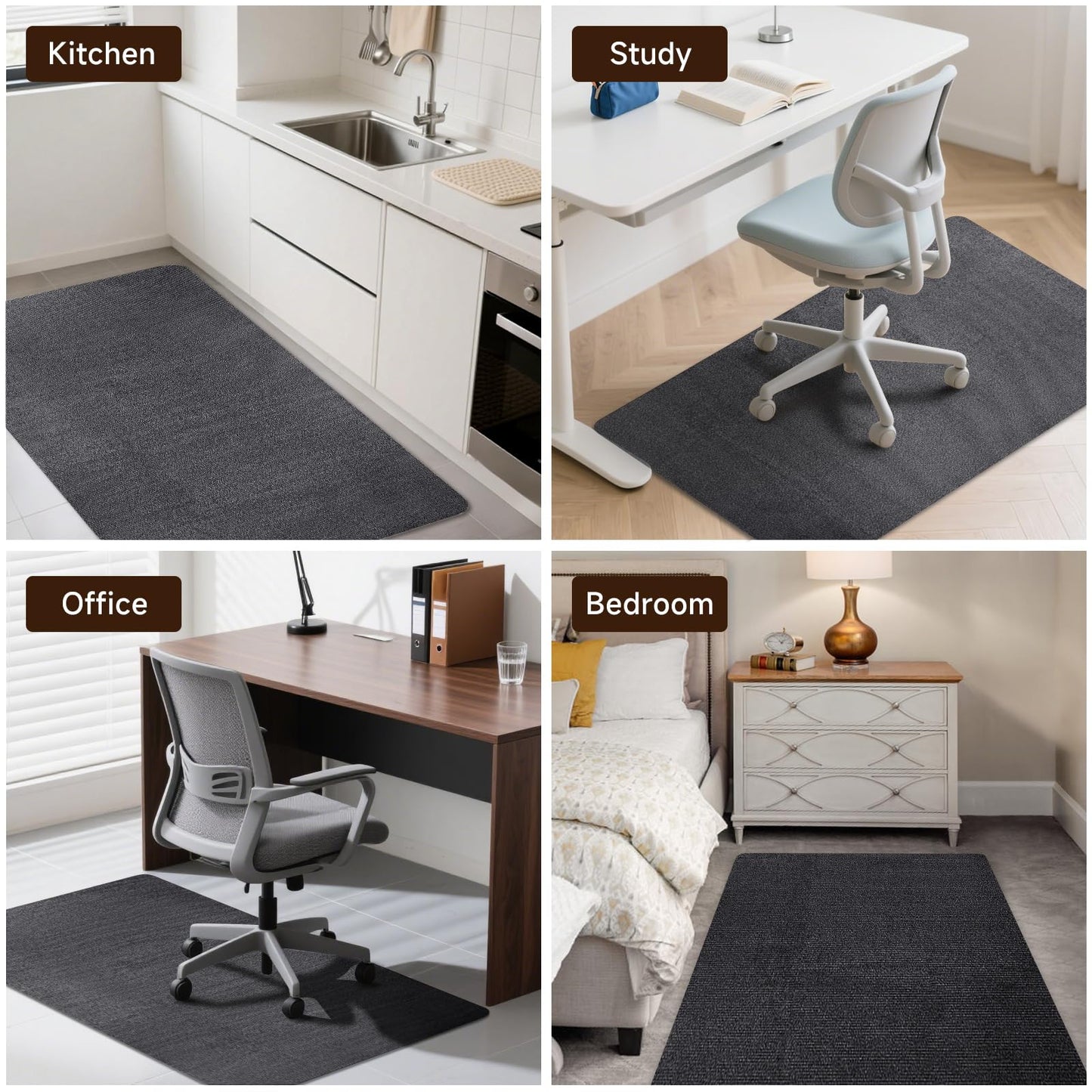 SHAREWIN Office Chair Mats for Hardwood Floor, Dark Gray 47"x36" Computer Chair Rug, Under Desk Mat, Large Anti-Slip Floor Protector for Home, Office, Study