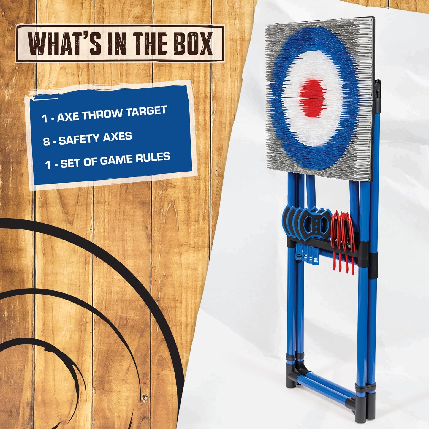 EastPoint Deluxe Steel Frame Axe Throw Target Game Set - Steel Frame for Indoors and Outdoors