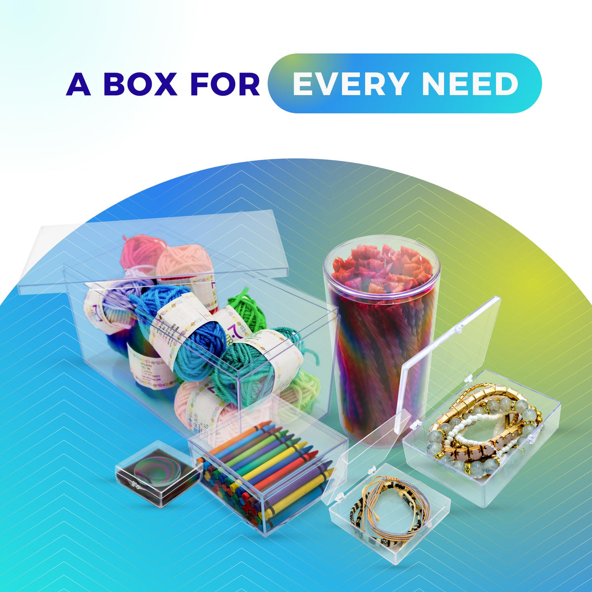 10-Pack Clear Hinged Plastic Containers, Keepsake Storage Boxes, 3 1/2" L x 2 9/16" W x 5/8" H, Made in USA, Plastic Display Case or Small Box for Storage and Organization