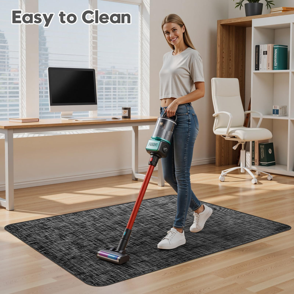 Sycoodeal Office Chair Mat for Hardwood & Tile Floor, 36" x 48" Heavy Duty Computer Gaming Chair Mat for Rolling Chairs Non-Curve, Anti-Slip, Floor Protector for Home Office (Black)