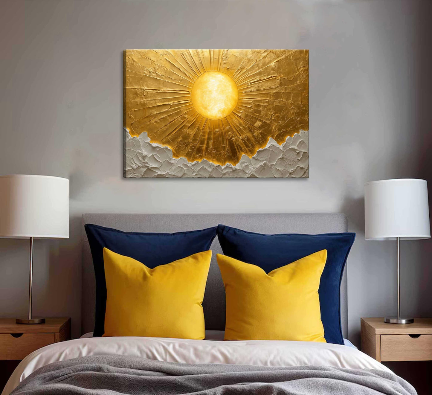 Boho Sun Canvas Wall Art Bohemia Minimalism Golden Abstract Sunrise Sunset Modern Luxury Painting Picture Wall Decor Poster Print Artwork for Living Room Bedroom Office Home Decoration