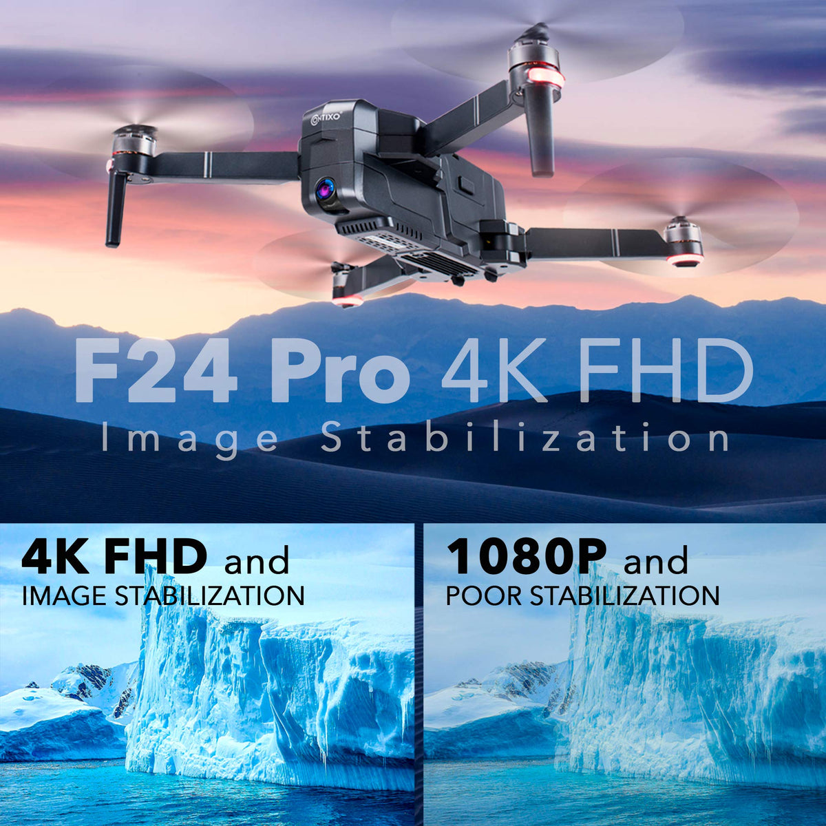 Contixo F24 Pro Drones With Camera For Adults, 30 Minutes Flight Time, 4K UHD Foldable RC Quadcopter GPS Return Home, Foldable FPV Brushless Motors Profession Flying Drone With Carrying Case