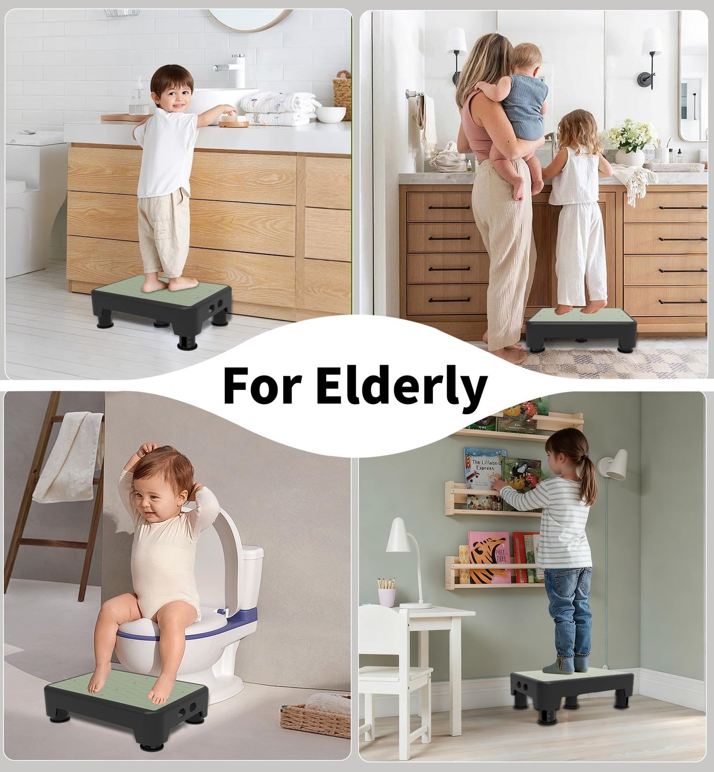 LIFTOZA 5-Level Adjustable Step Stool, Noctilucent Bedside Step, 700 LBS Capacity Safety Step Platform, Indoor and Outdoor Foot Stool for Seniors and Kids, Wide Step Stools Elderly Assistance at Night