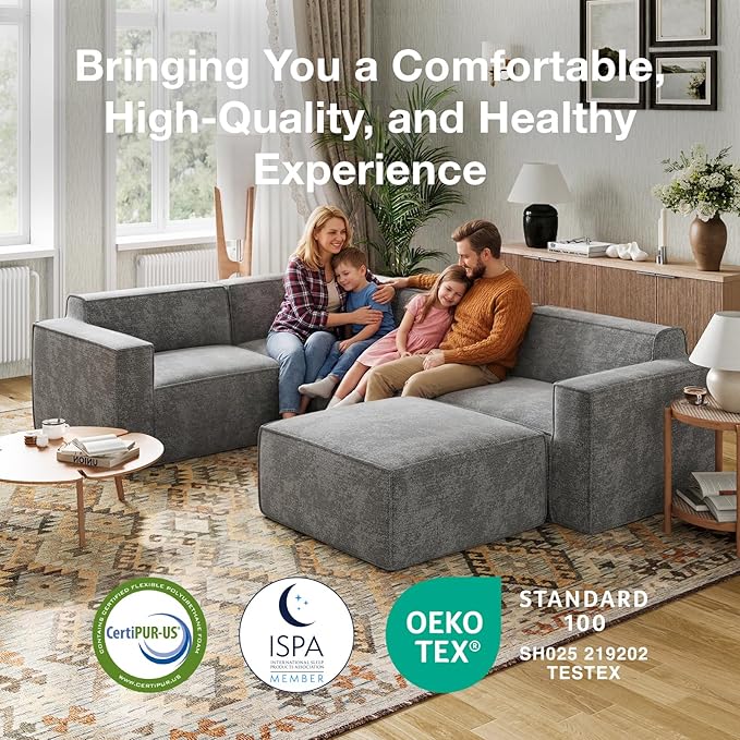 Novilla 151.2" Modular Sectional Sofa, No Assembly Cloud Sectional Couch