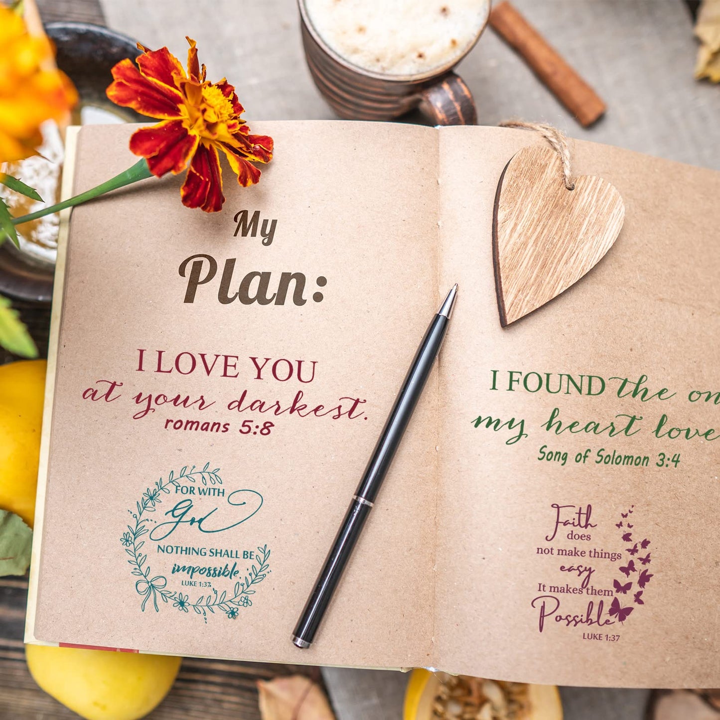 Geyee 8 Pcs Christian Mothers Day Bible Verse Clear Rubber Stamps for Crafting, 6 Sheets Christian Bible Verse Clear Rubber Stamp 2 Pcs Acrylic Blocks for DIY Journal Card Making Scrapbooking Decor
