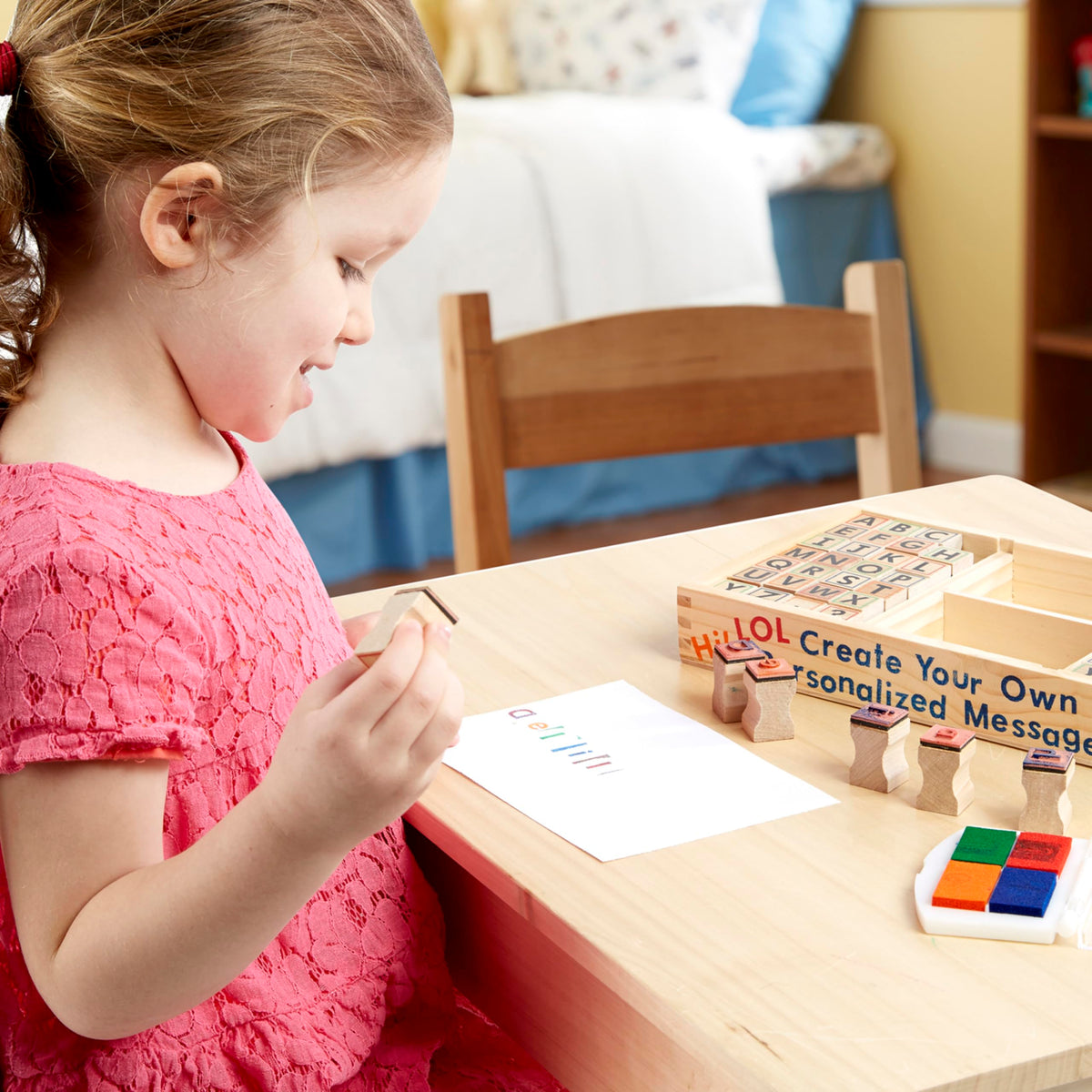 Melissa & Doug Wooden Alphabet Stamp Set - 56 Stamps with Lower-Case and Capital Letters Preschool Writing Toys, ABC Stamps, Kids Arts & Crafts, Letter for Kids Ages 4+
