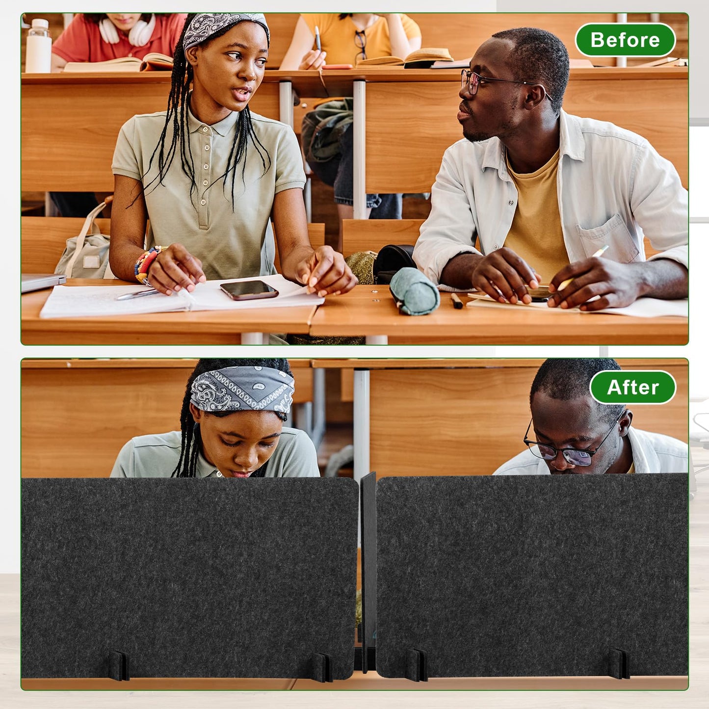 Buryeah 3 Pcs Desk Divider Desk Partition 23.6 x 47.2, 23.6 x 23.6 Stand up Freestanding Cubicle Privacy Panel Reducing Noise Visual Distraction Divider for Office Home School(Deep Gray)