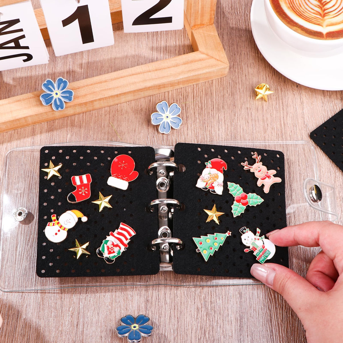 HCEWSBFD 2 Pcs Mini Pin Binder for Collectors A5 Enamel Pin Display Book Gift Portable Travel Pin Trading Books Clear PVC Binder Holder with 12 Page Display Boards Organizer for Travel Collectors