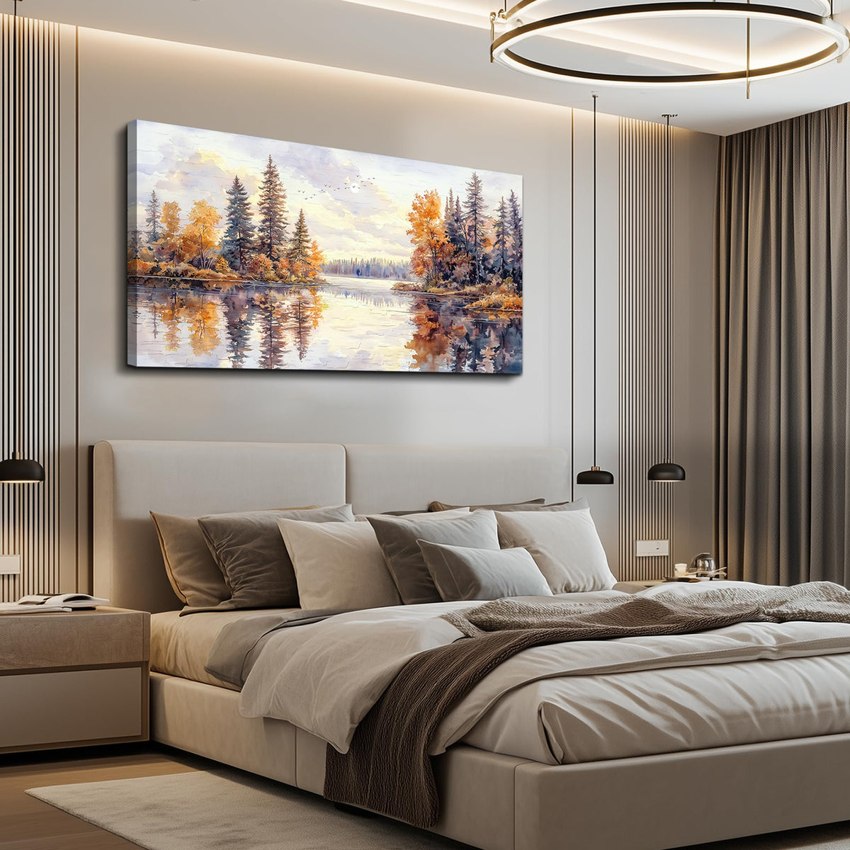 PHAOHUAXM Abstract Ink Landscape Painting Wall Art Painting Modern Canvas Print Natural Landscape Art Pictures Living Room Dining Room Wall Decor Bedroom Office Home Decoration Aesthetics 20x40 In