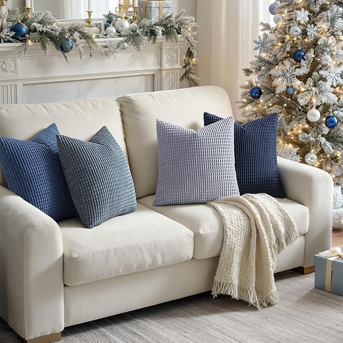 MIULEE Blue Decorative Pillow Covers 20x20 Inch Set of 4 Boho Western Farmhouse