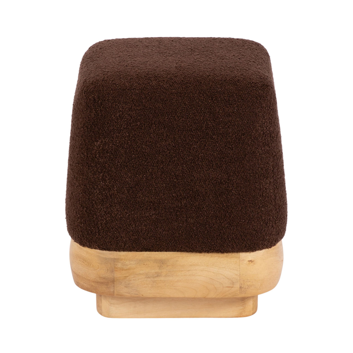 Kate and Laurel Sabri Square Upholstered Ottoman with Mango Wood Base, 16 x 16 x 18, Soft Brown and Natural, Modern Boucle Living Room Ottoman Foot Rest for Apartment or Dorm Room Decor