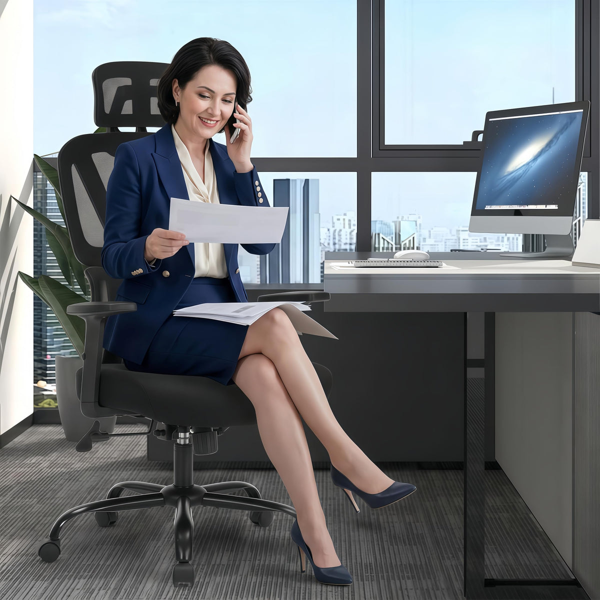 Ergonomic Office Chair, Ergonomic Desk Chair with Adjustable Height, Lumbar Support, High Back Mesh Home Computer Chair with Adjustable Armrests, Task Chairs for Home Office - 350lb Executive Chairs