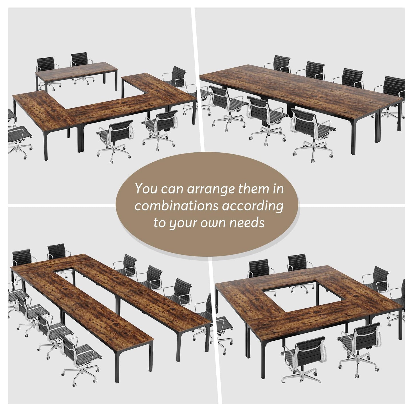 Tribesigns 6.5 FT Conference Room Table, 78.74" W x 27.56" D Large Office Conference Table, Modern Seminar Meeting Table Desk for Boardroom, Meeting Room (1, Rustic Brown)