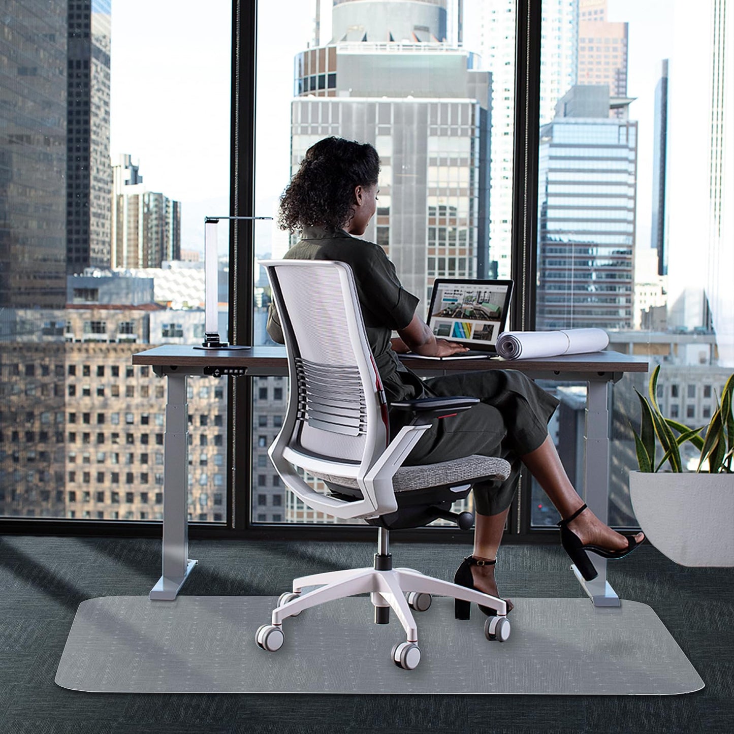 WASJOYE Office Chair Mat for Carpet, Desk Chair Mat for Carpet, Thick Computer Chair Mat with Non-Slip Studded for Home and Office Low Pile Carpet, 48" x 60"