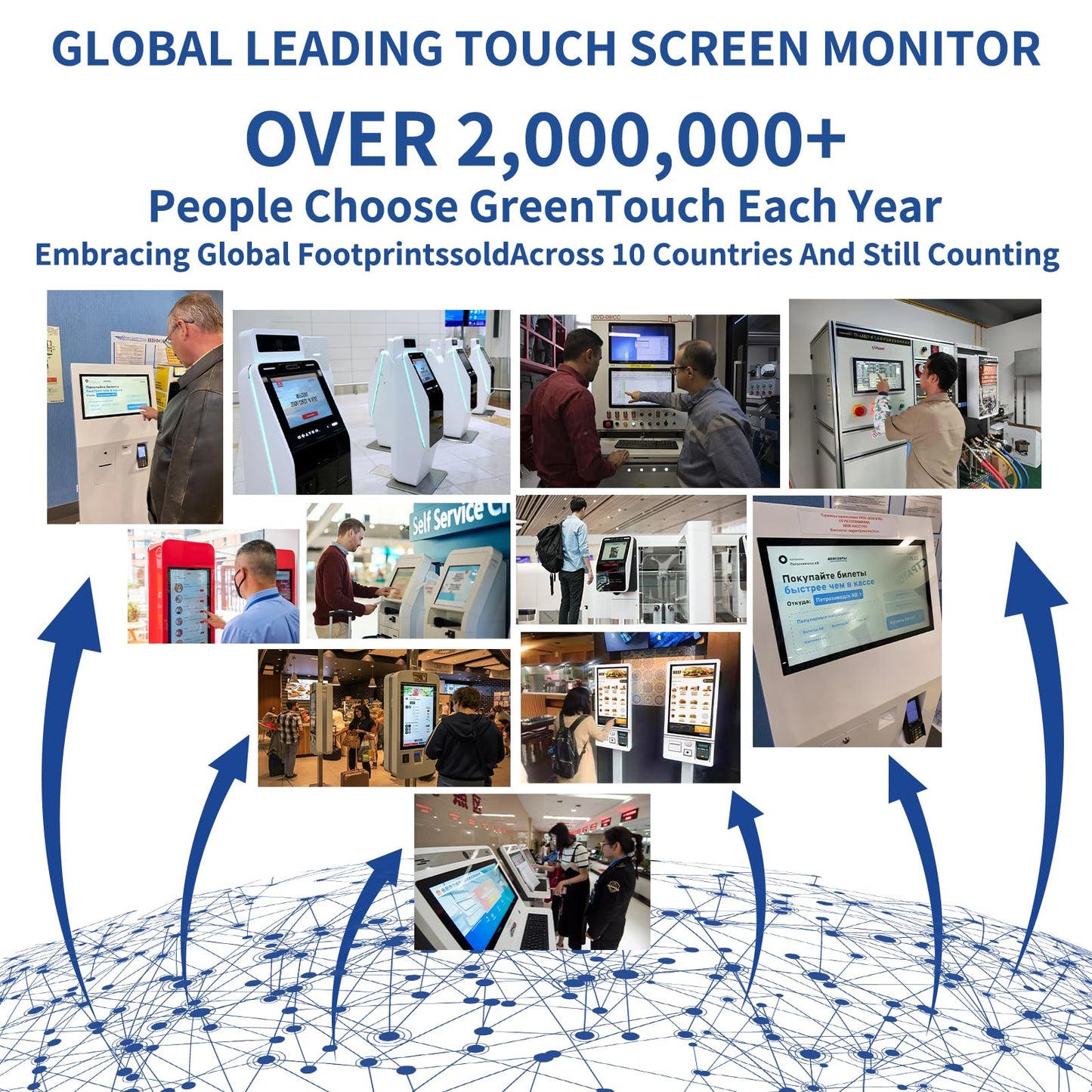 GreenTouch 18.5 Industrial Touch Monitor Open Frame, HDMI/VGA/DVI Interface, Built-in Speakers, Capacitive Touch Screen Technology