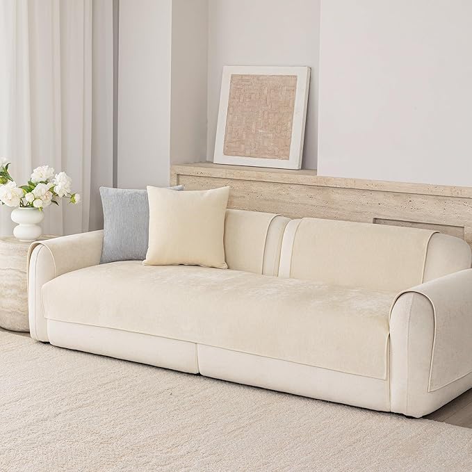 Premium Chenille Sofa Cushion Covers,Upgraded Anti-Slip Sectional Couch