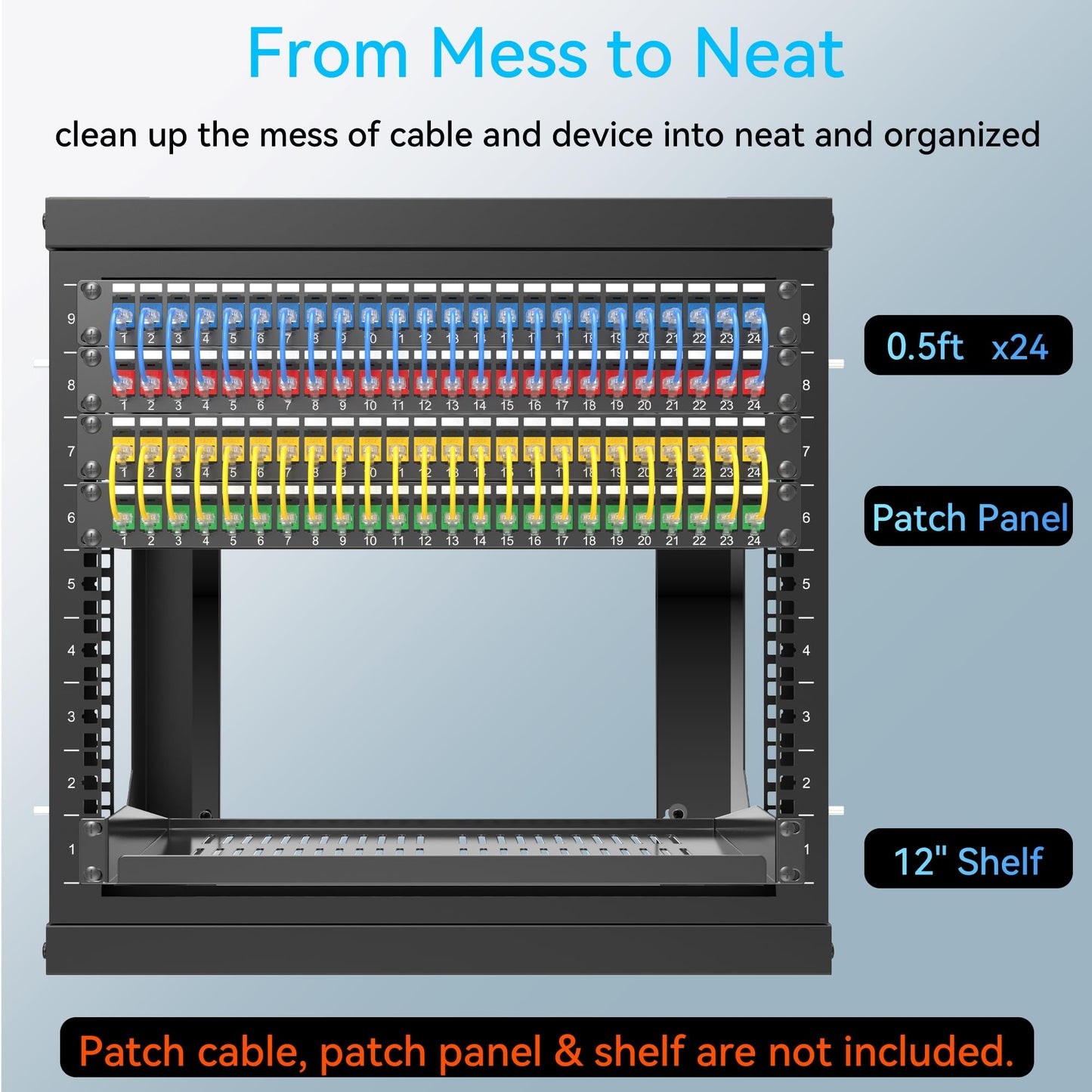 Server Rack Wall Mount 9U with Swing Open, Wall Mount Network Rack for 19 Inch Equipment, Computer Racks & Cabinets for Easy Access, Sturdy Home Network Rack for Small Space
