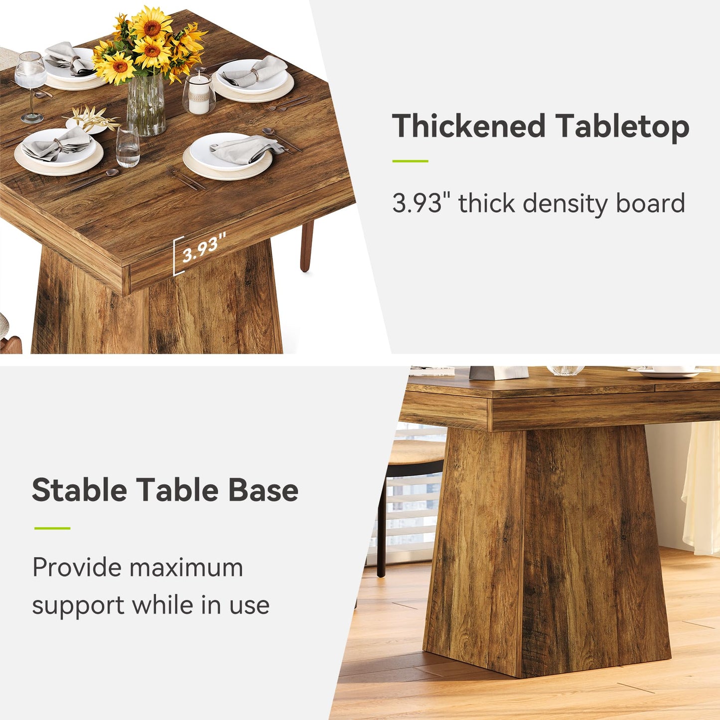 LITTLE TREE 31.5" Small Dining Table for 4, Farmhouse Kitchen Table with Walnut Finish, Square Compact Dinner Table for Home Dining Room, Apartments, Office, Living Room & Restaurants, Walnut