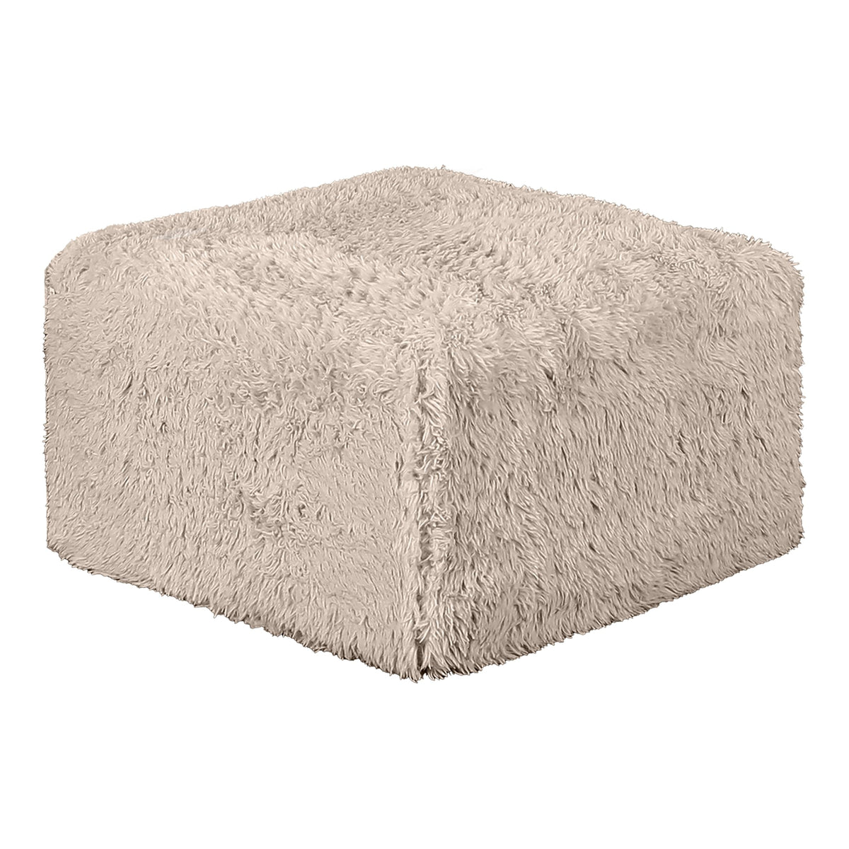 Furniture of America Havyn Modern Faux Fur 1-Seater Square Modular Foam Ottoman, Compressed Couch in a Box, No Assembly Required, for Living Room and Office, Taupe