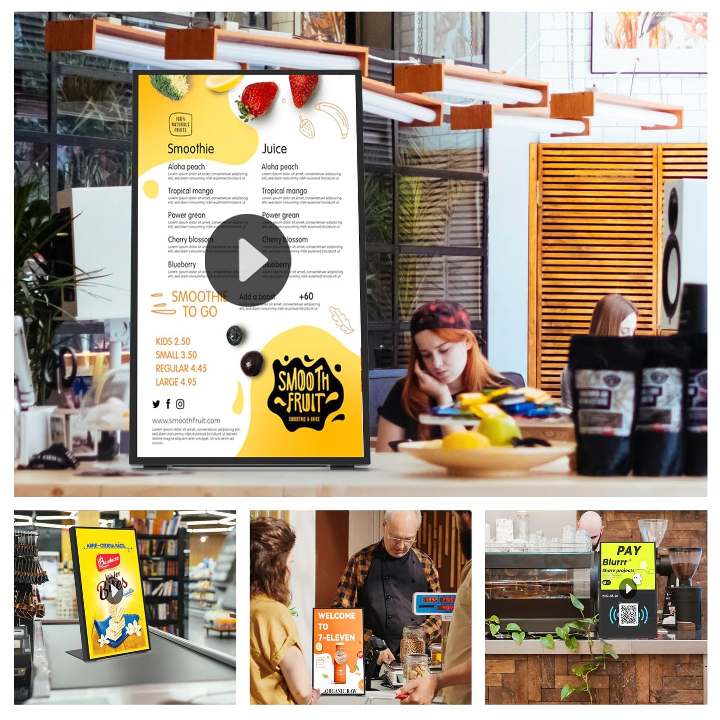 Canlarriz Digital Menu Board 18.5 Inch 700 Nits Ultra-Bright Android Display with Free Web Editor, Desktop Digital Signage for Stores, Restaurants & Commercial Use