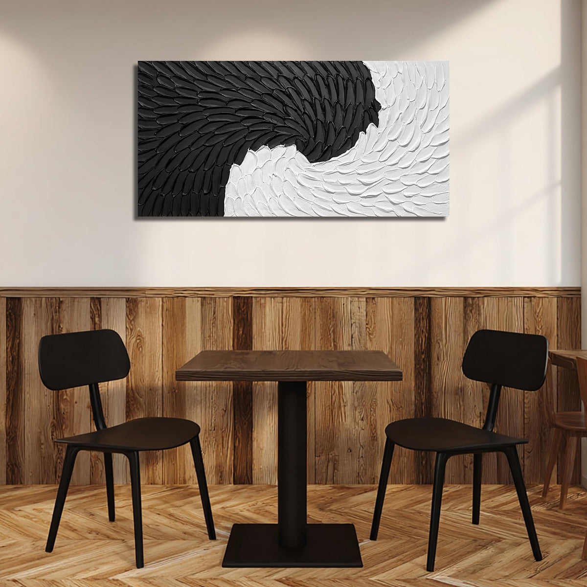 WVMAPTA Abstract Painting Wall Art for Living Room Black and White Wall Decor for Office Hand Painted Wall Art for Bedroom 20 x 40 Inch