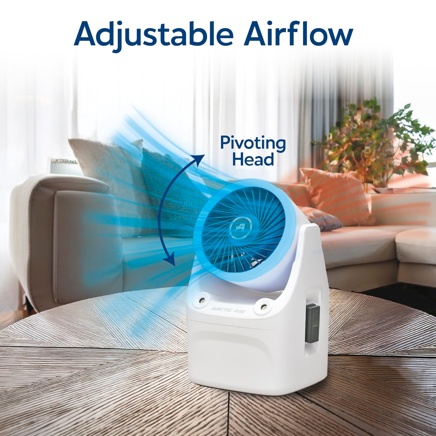 Arctic Air Ice Jet X3 Portable Air Cooler,Dual Mist Modes, Up to 8-Hour Cooling Time, 3-Speed Portable Cooler with Adjustable Airflow, USB C, LED Mood Light, Lightweight, Great for Home & Travel