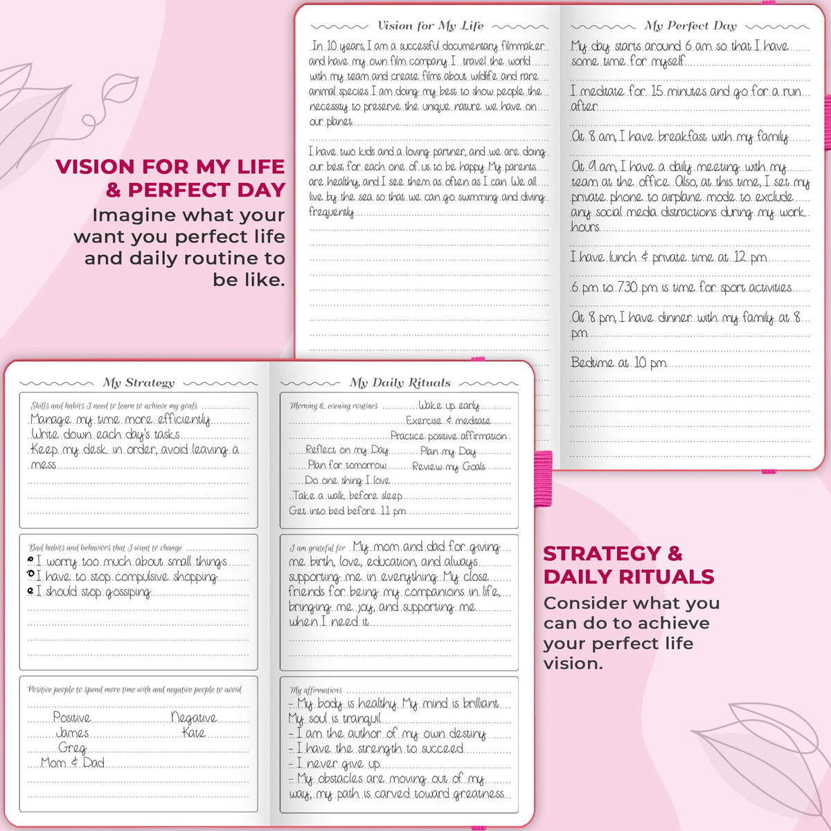 GoGirl Planner and Organizer for Women – Pocket Weekly Planner, Goals Journal & Agenda for Time Management & Productivity. Undated (Hot Pink)