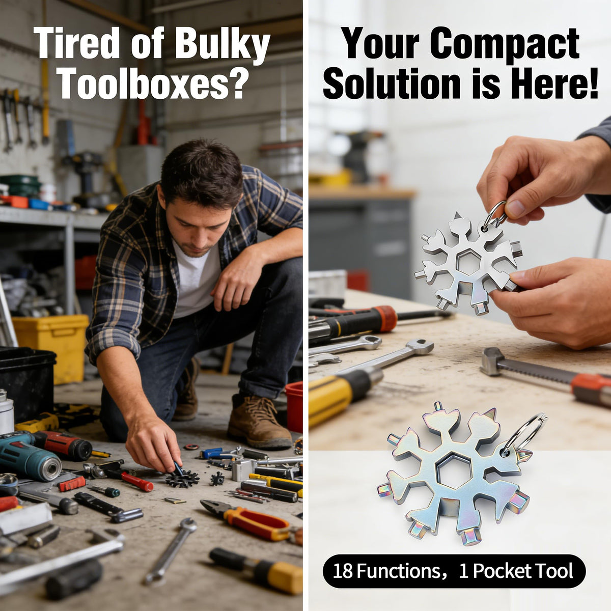 3Packs Snowflake Multi Tool, 18-in-1 Stainless Steel Snowflake Multitool for Bottle Opener and Flat Phillips Screwdriver Kit/Wrench,for Men Adults Da (3 PCS-B)